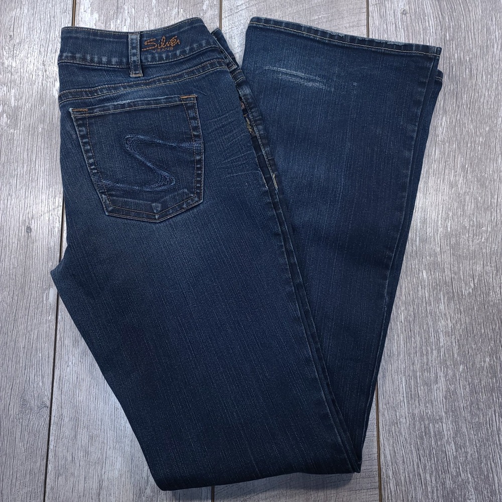 Silver Jeans Suki Jeans Womens 34x37 Dark Wash Mid Rise Bootcut Denim